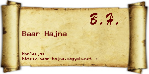 Baar Hajna névjegykártya